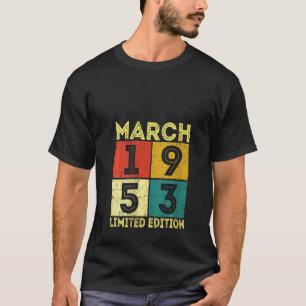 Womens March 1953 Distressed 68th Birthday Retro T-Shirt