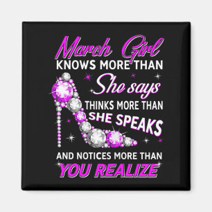 Womens March Girl Funny Facts Quote Knows More Magnet
