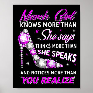 Womens March Girl Funny Facts Quote Knows More Poster