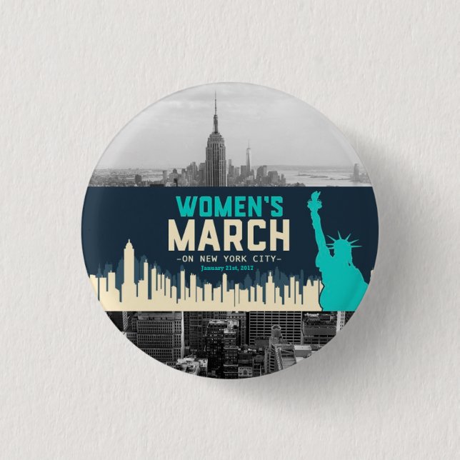 Women's March on NYC 3 Cm Round Badge (Front)