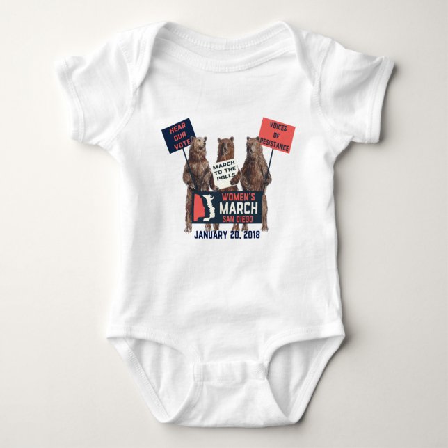 Women's March San Diego Bears Baby Bodysuit (Front)