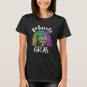 Womens Mardi Gras 2022 Fleur De Lis Rainbow Mask & T-Shirt