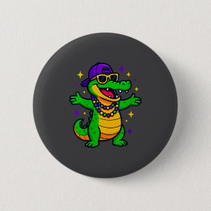 Women's Mardi Gras Alligator New Orleans Parties C 6 Cm Round Badge
