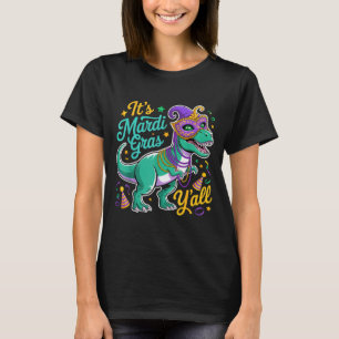 Womens Mardi Gras Jersey T-rex Dinosaur Mens Mardi T-Shirt