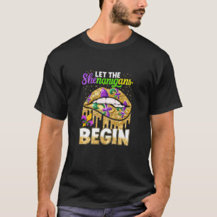 Womens Mardi Gras Lips Queen Costume Women Let She T-Shirt