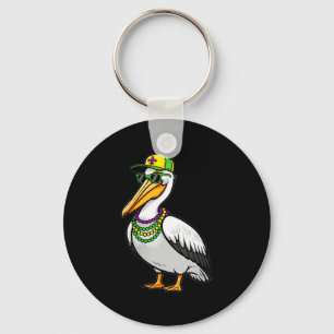 Women's mardi gras pelican jester hat beads new key ring