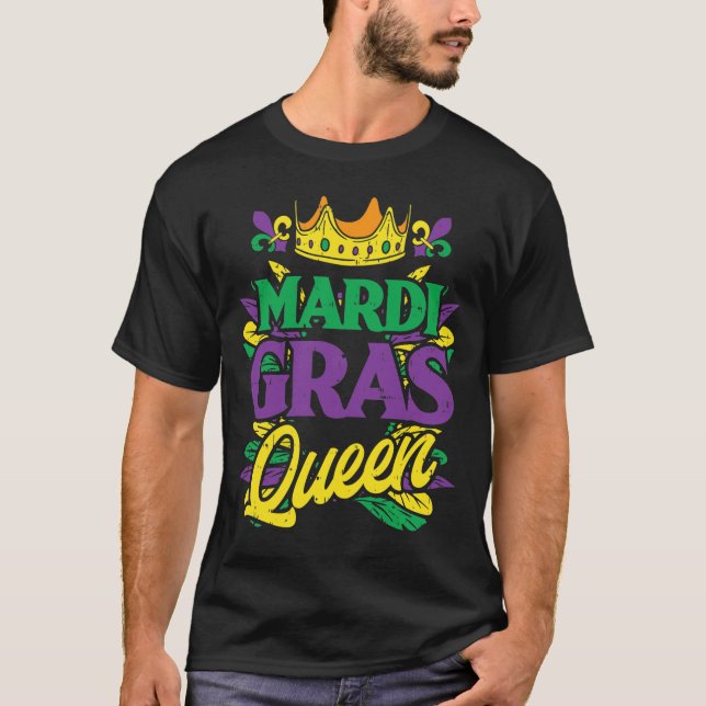 Womens Mardi Gras Queen Crown Funny Mardi Gras Car T-Shirt (Front)