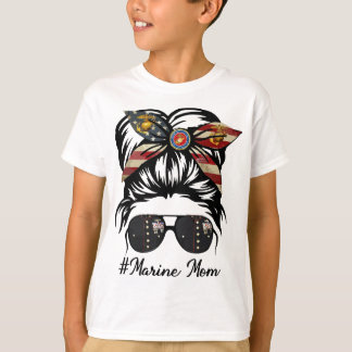 Womens Marine Life Marine Mum Military Messy Bun M T-Shirt