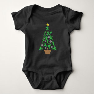 Women's Martial Arts - Girls Karate Christmas Tree Baby Bodysuit