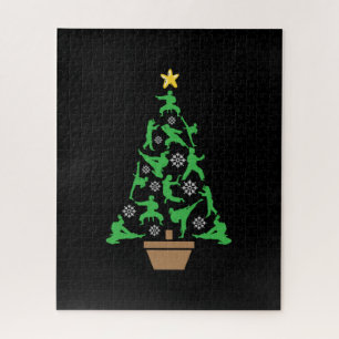 Women's Martial Arts - Girls Karate Christmas Tree Jigsaw Puzzle