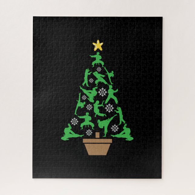 Women's Martial Arts - Girls Karate Christmas Tree Jigsaw Puzzle (Vertical)