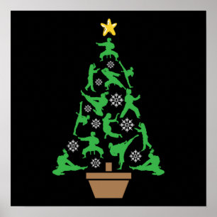 Women's Martial Arts - Girls Karate Christmas Tree Poster