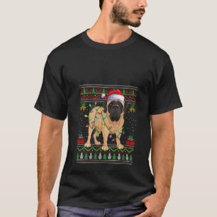 Womens Mastiff Dog Christmas Lights Santa Ugly Swe T-Shirt