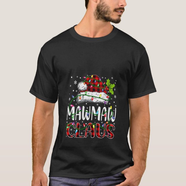 Womens Mawmaw claus christmas lights matching fami T-Shirt (Front)