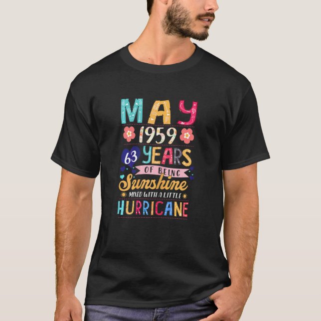 Womens May 1959 63 Years Of Being Awesome Floral B T-Shirt (Front)