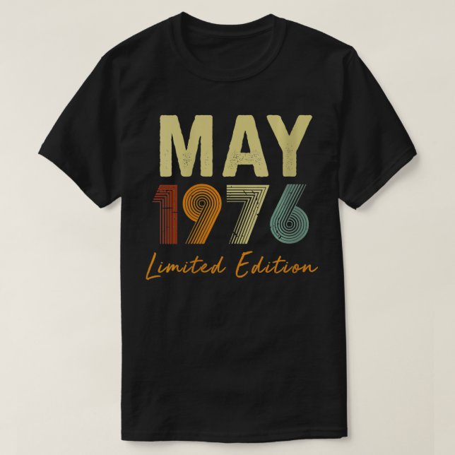 Womens May 1976 Limited Edition Retro 45 Years Old T-Shirt (Design Front)