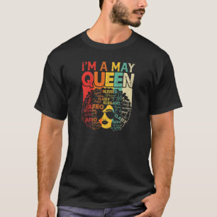Womens May Birthday Women Black African Queen June T-Shirt