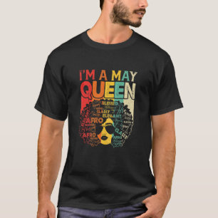Womens May Birthday Women Black African Queen June T-Shirt