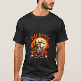 Womens Mechanic Job Costume Skeleton Horror Gnomes T-Shirt