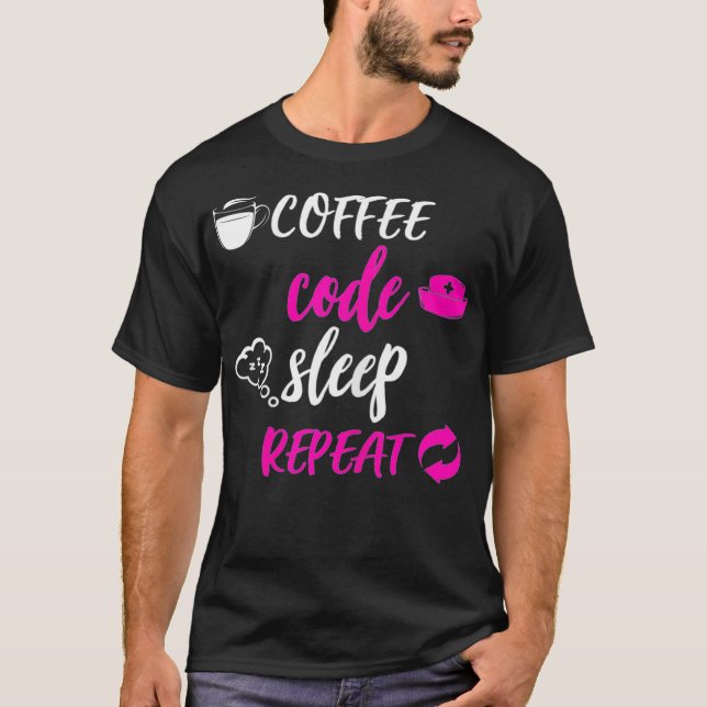 Womens Medical Coder Coffee Code Repeat  T-Shirt (Front)