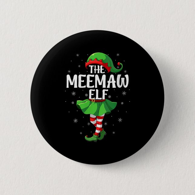 Womens Meemaw Elf Christmas Girls Women Elf Squad  6 Cm Round Badge (Front)