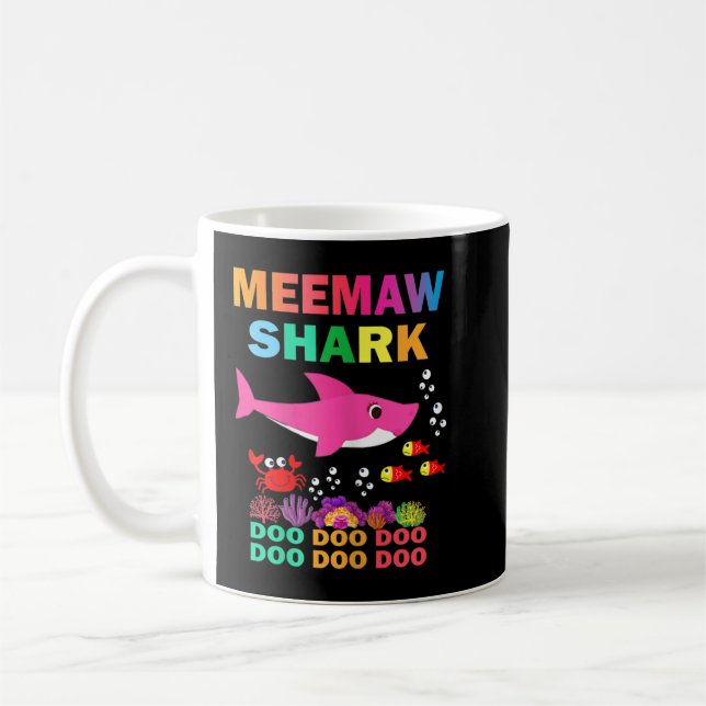 Womens Meemaw Shark Shirt Matching Family Mother's Coffee Mug (Left)