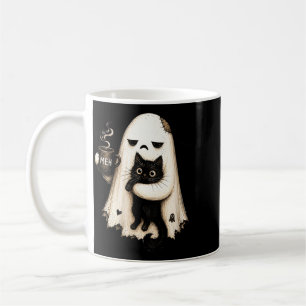 Womens Meh Ghost Cat Spooky Black Cat Funny Coffee Mug