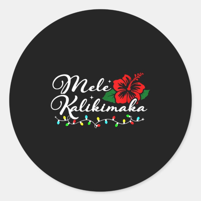Womens Mele Kalikimaka Hibiscus Flower Hawaii Chri Classic Round Sticker (Front)
