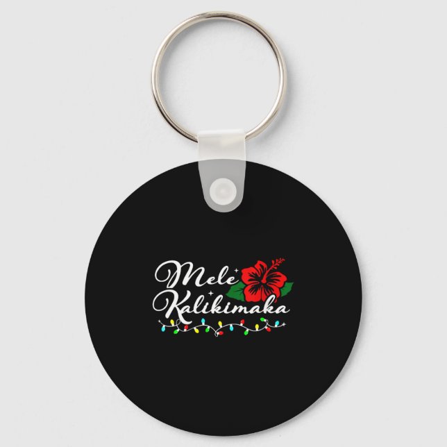 Womens Mele Kalikimaka Hibiscus Flower Hawaii Chri Key Ring (Front)