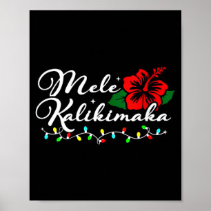 Womens Mele Kalikimaka Hibiscus Flower Hawaii Chri Poster