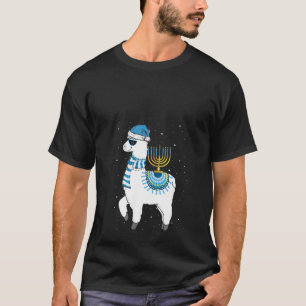 Womens Menorah Hanukkah Llama Cute Alpaca Chanukah T-Shirt