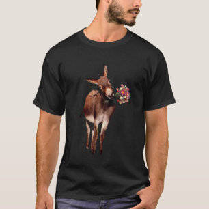 Womens Mens Happy Donkeys With Flower T-Shirt