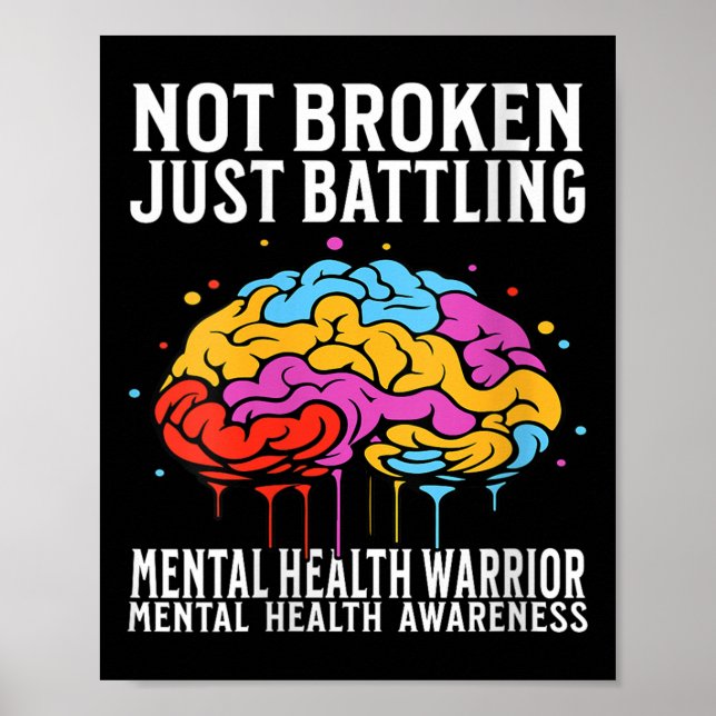 Womens Mental Health Awareness Gifts Brain Mental  Poster (Front)