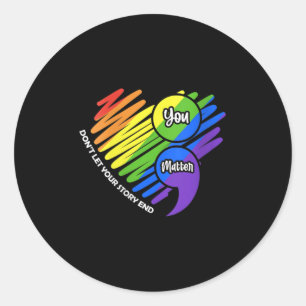Womens Mental Health Awareness Semicolon Lgbtq Sui Classic Round Sticker