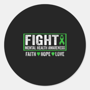Womens Mental Health Awareness Shirt - Fight Menta Classic Round Sticker