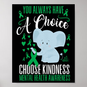 Womens Mental Health Awareness Shirt - Green Ribbo Poster