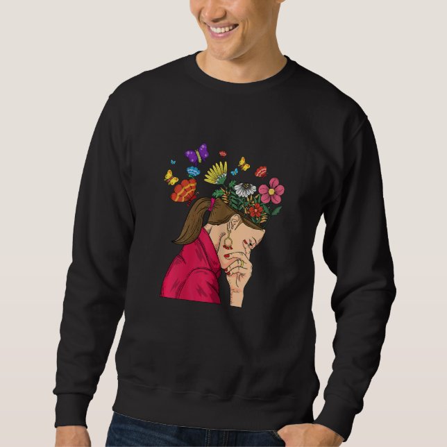 Womens Mental Health Matters  Think Positive Thoug Sweatshirt (Front)