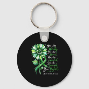 Women's mental health sunflower support awareness key ring