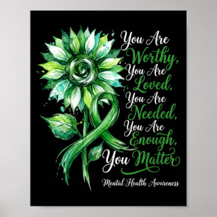 Women's mental health sunflower support awareness poster