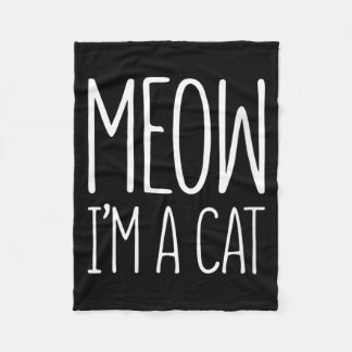 Womens Meow A Cat Shirt Kids Halloween Cat Costume Fleece Blanket
