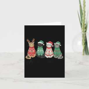 Womens Meowy Christmas Cat Lover Reindeer Santa Cl Card