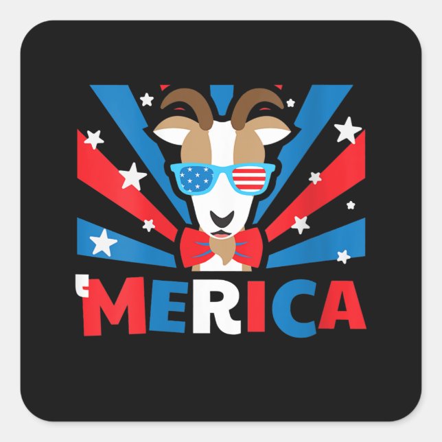 Womens Merica Goat Square Sticker (Front)
