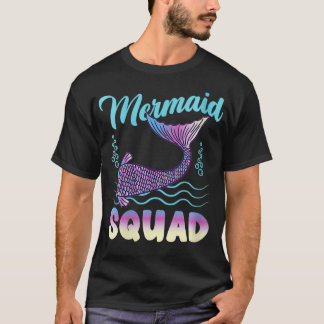 Womens Mermaid Squad Mermaid Birthday VNeck  T-Shirt