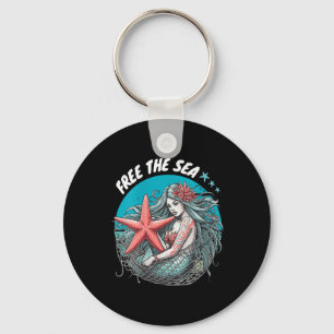 Womens Mermaid Starfish Sea Nature Environmental Key Ring