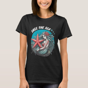Womens Mermaid Starfish Sea Nature Environmental T-Shirt