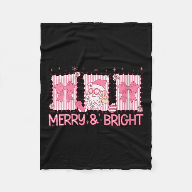 Womens Merry And Bright Nk Coquette Santa Claus Bo Fleece Blanket (Front)