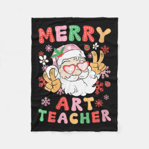 Womens Merry Art Teacher Christmas Art Teaching Xm Fleece Blanket