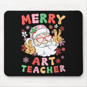 Womens Merry Art Teacher Christmas Art Teaching Xm Mouse Pad