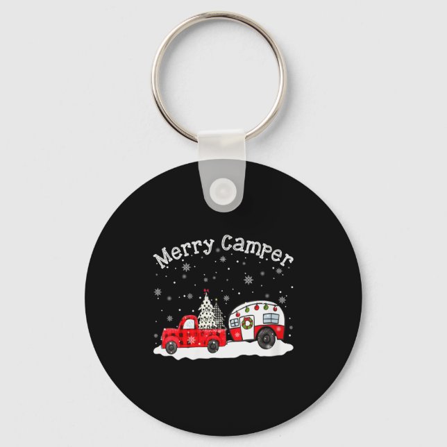 Womens Merry Camper Christmas Santa Claus Camng Re Key Ring (Front)