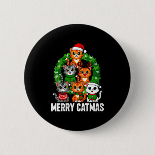 Womens Merry Catmas Funny Christmas Cat Mom Meowy  6 Cm Round Badge